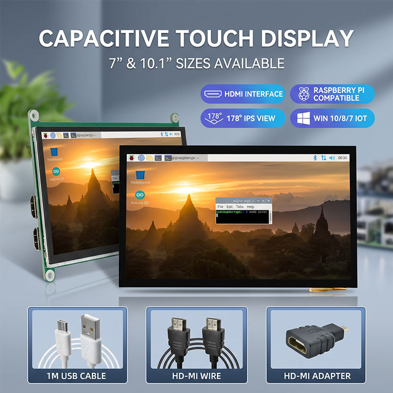 Raspberry Pi 10.1 Inch Capacitive Touch Screen Ips - Écran tactile IPS HDMI 7 10,1