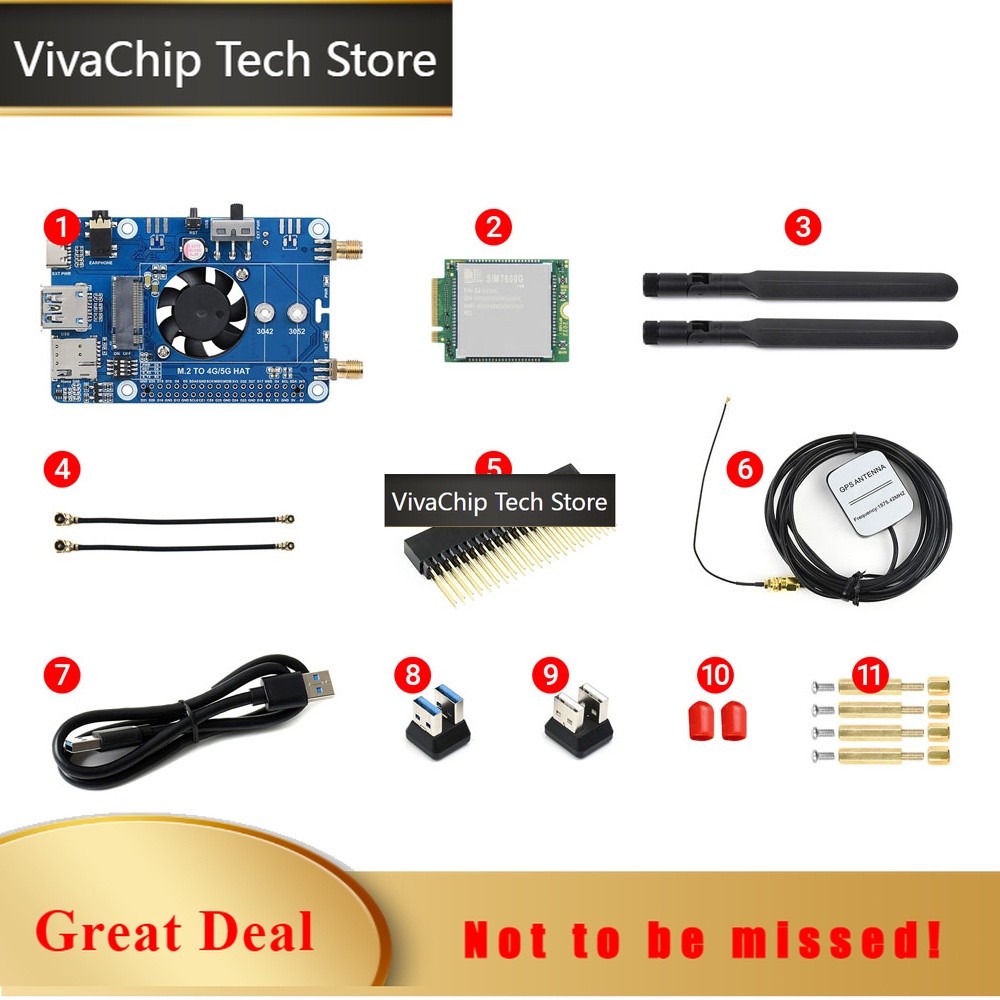 Raspberry Pi 4 8Gb Ram Kit - Carte d'extension VivaChip Tech4G LTE GPS