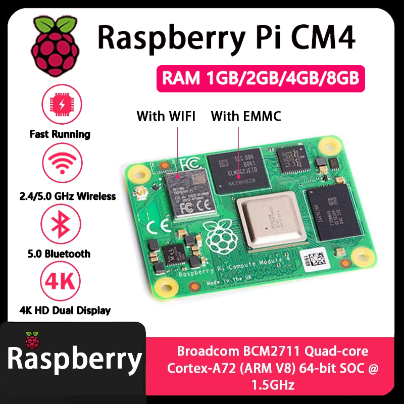 Raspberry Pi CM4 1GB/2GB/4GB/8 - Raspberry Pi Compute Module 4 8Gb 32Gb Emmc avis et prix