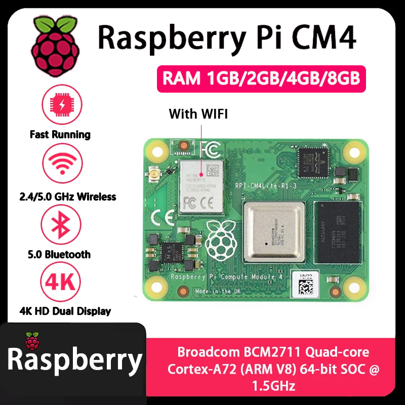 Raspberry Pi CM4 1GB/2GB/4GB/8 - Raspberry Pi Compute Module 4 8Gb 32Gb Emmc avis et prix